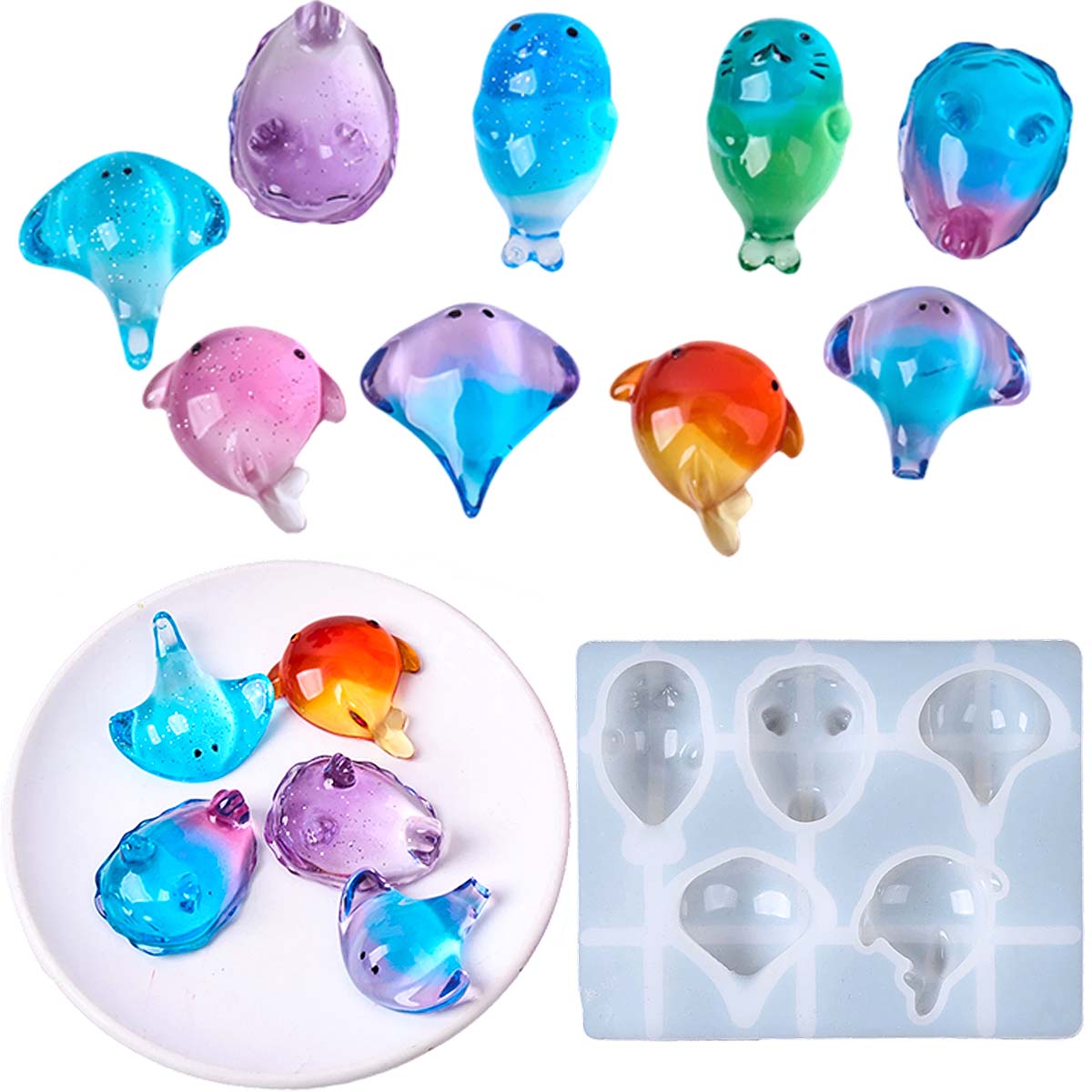 Soap Making Gloves - 3Dヒーリング可愛いマンタ鯨シリコンモールドDIYキーホルダーバッグチャームソープキャンドルモールドエポキシ樹脂サマーアートギフト製作