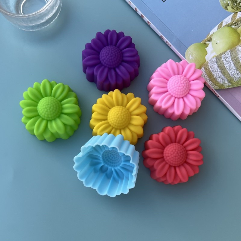 Soap Making Gloves - 6個セット ノンスティック 花柄 シリコンモールド チョコレート プリン