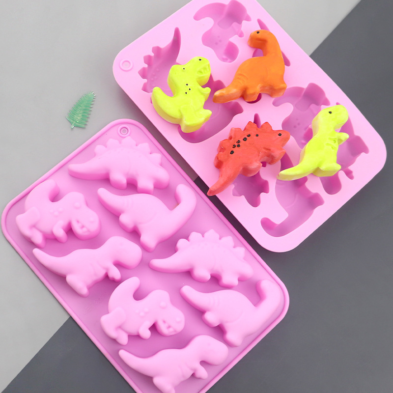 Soap Making Gloves - ブルース卸売 8匹の恐竜漫画シリコンケーキ型 DIY手作り石鹸ツール 子供用パン焼き型