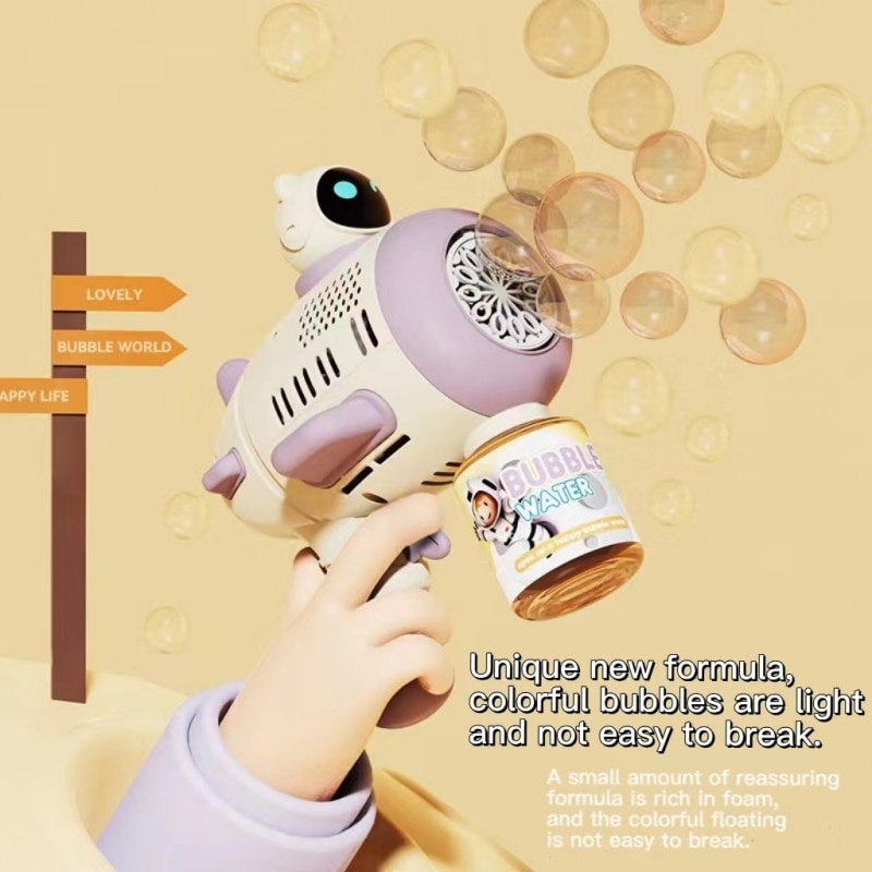 紫色のバブルマシン子供用自動バズーカバブル軽いバブルブロワー - Soap Making Machine At Home のレビューと価格