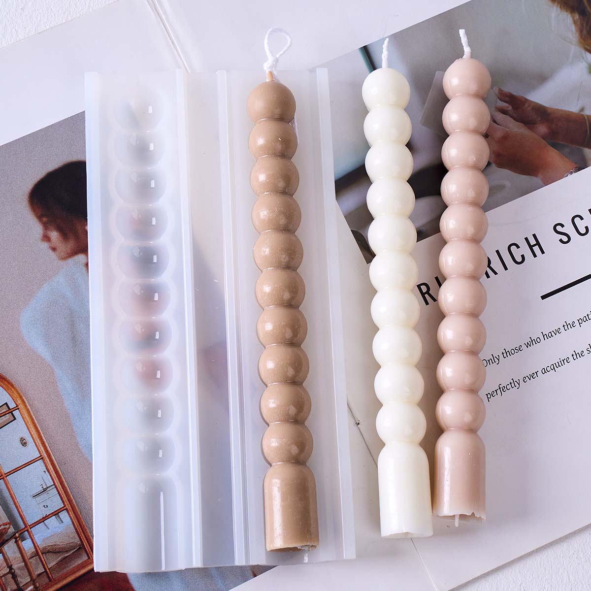 3Dロングストライプバブルビーズピラーキャンドルシリコンモー - Soap Making Essentials のレビューと価格