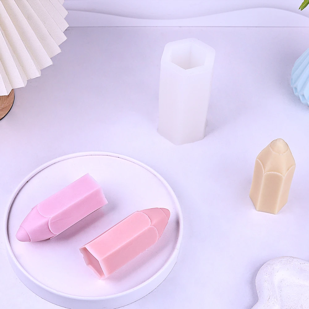 鉛筆の形をしたシリコンキャンドルモールド,ジオメトリシリンダ - Soap Making In School のレビューと価格