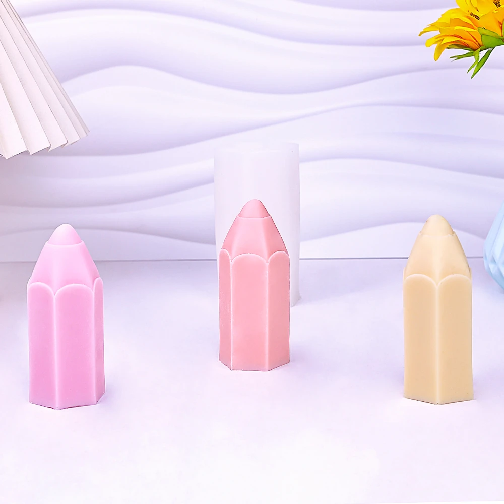 鉛筆の形をしたシリコンキャンドルモールド,ジオメトリシリンダ - Soap Making In School のレビューと価格