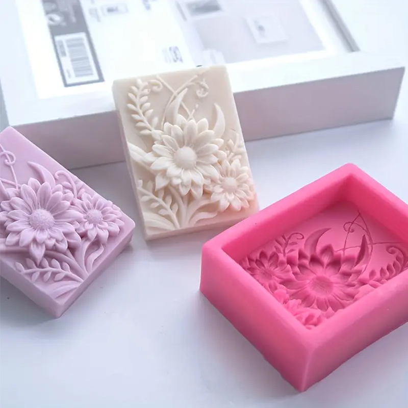 3D フラワースクエア石鹸シリコーン型長方形手作り香りキャン - Soap Making Essentials のレビューと価格
