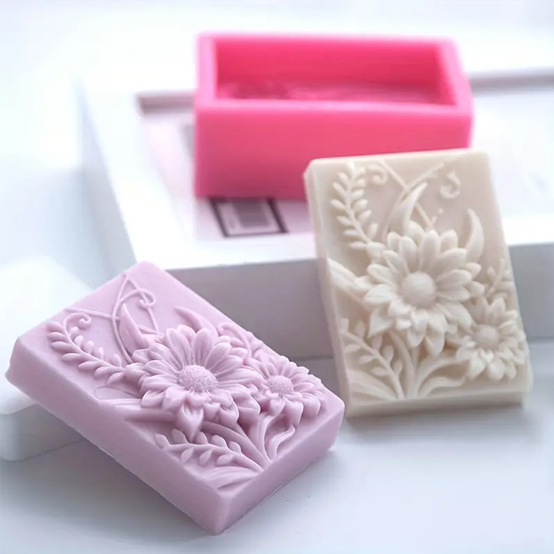 3D フラワースクエア石鹸シリコーン型長方形手作り香りキャン - Soap Making Essentials のレビューと価格