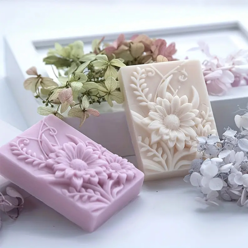 3D フラワースクエア石鹸シリコーン型長方形手作り香りキャン - Soap Making Essentials のレビューと価格